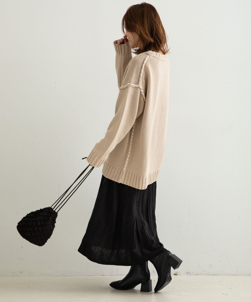 rectangle（レクタングル）の「リブニットフレアースカート（スカート・レディース・ベージュ/オレンジ/ブラウン/アイボリー/ブラック・FREE）」の19枚目の写真