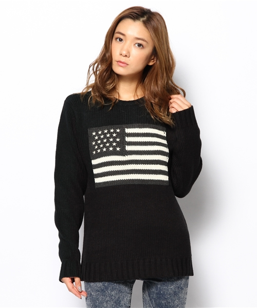 WEGO(ウィゴー)の「WEGO/フラッグジャガードニット(ニット/セーター・メンズ・ホワイト/ブラック/ネイビー/ワイン/マスタード・MEDIUM/LARGE)」の13枚目の写真