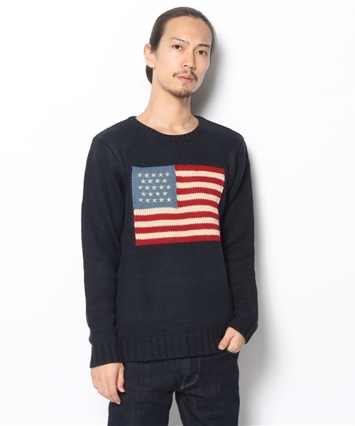 WEGO(ウィゴー)の「WEGO/フラッグジャガードニット(ニット/セーター・メンズ・ホワイト/ブラック/ネイビー/ワイン/マスタード・MEDIUM/LARGE)」の16枚目の写真