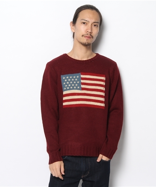 WEGO(ウィゴー)の「WEGO/フラッグジャガードニット(ニット/セーター・メンズ・ホワイト/ブラック/ネイビー/ワイン/マスタード・MEDIUM/LARGE)」の17枚目の写真