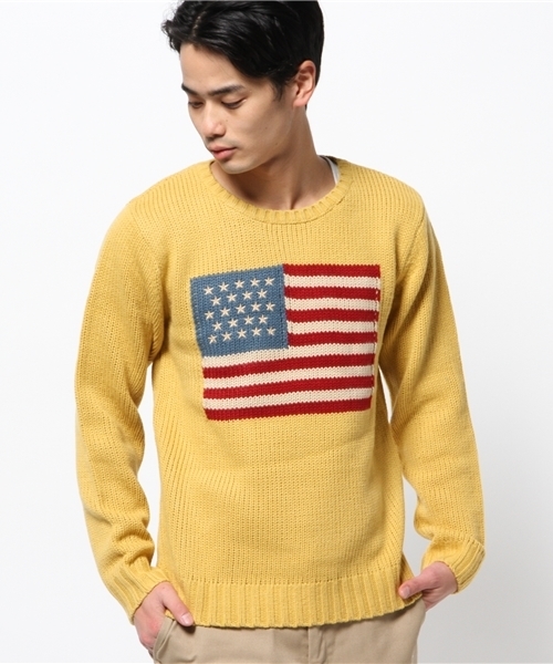 WEGO(ウィゴー)の「WEGO/フラッグジャガードニット(ニット/セーター・メンズ・ホワイト/ブラック/ネイビー/ワイン/マスタード・MEDIUM/LARGE)」の21枚目の写真