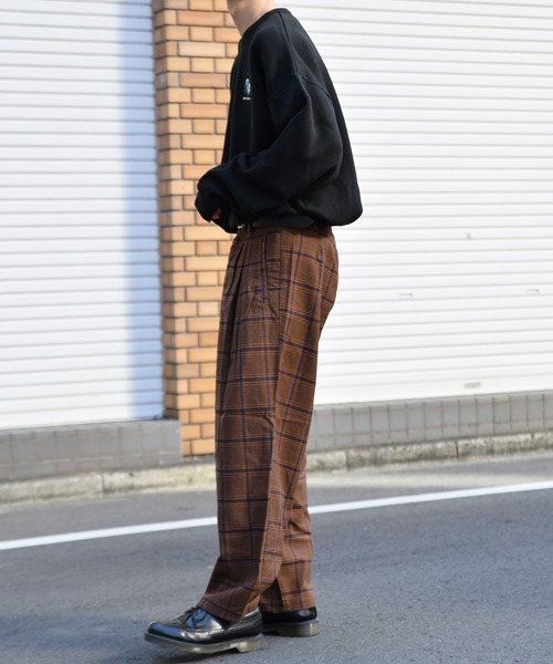 kutir(クティール)の「チェックワイドストレートパンツ(その他パンツ・メンズ・ダークブラウン/ネイビー/グレー・SMALL/MEDIUM/LARGE)」の5枚目の写真
