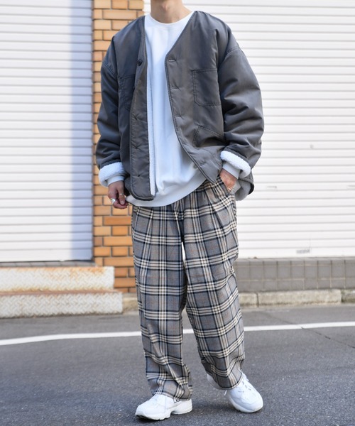 kutir(クティール)の「チェックワイドストレートパンツ(その他パンツ・メンズ・ダークブラウン/ネイビー/グレー・SMALL/MEDIUM/LARGE)」の4枚目の写真