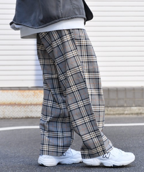 kutir(クティール)の「チェックワイドストレートパンツ(その他パンツ・メンズ・ダークブラウン/ネイビー/グレー・SMALL/MEDIUM/LARGE)」の9枚目の写真
