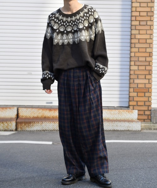 kutir(クティール)の「チェックワイドストレートパンツ(その他パンツ・メンズ・ダークブラウン/ネイビー/グレー・SMALL/MEDIUM/LARGE)」の16枚目の写真