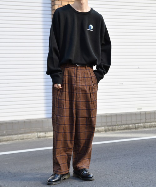 kutir(クティール)の「チェックワイドストレートパンツ(その他パンツ・メンズ・ダークブラウン/ネイビー/グレー・SMALL/MEDIUM/LARGE)」の7枚目の写真