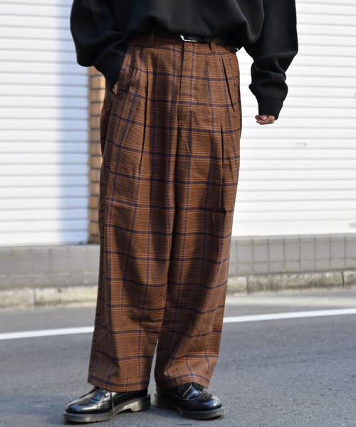 kutir(クティール)の「チェックワイドストレートパンツ(その他パンツ・メンズ・ダークブラウン/ネイビー/グレー・SMALL/MEDIUM/LARGE)」の13枚目の写真