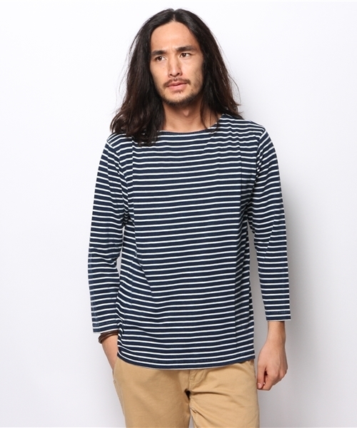 CIAOPANIC（チャオパニック）の「【Ciaopanic】 インディゴ天竺9分袖バスクシャツ（Tシャツ/カットソー・メンズ・ネイビー/ブルー・MEDIUM/LARGE）」の2枚目の写真