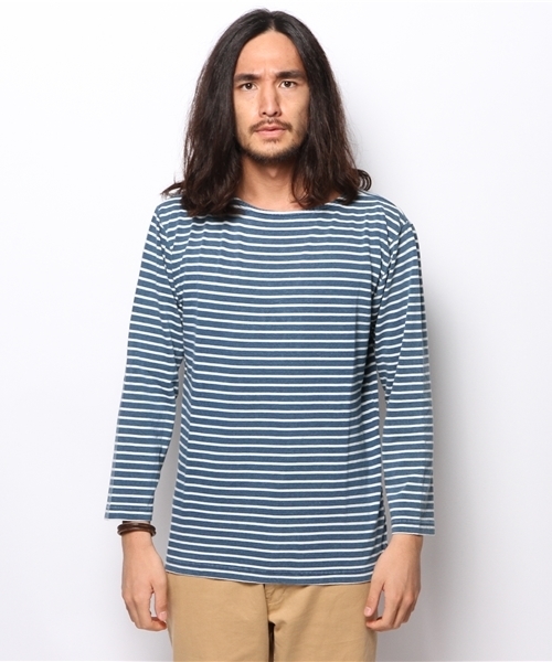 CIAOPANIC（チャオパニック）の「【Ciaopanic】 インディゴ天竺9分袖バスクシャツ（Tシャツ/カットソー・メンズ・ネイビー/ブルー・MEDIUM/LARGE）」の3枚目の写真