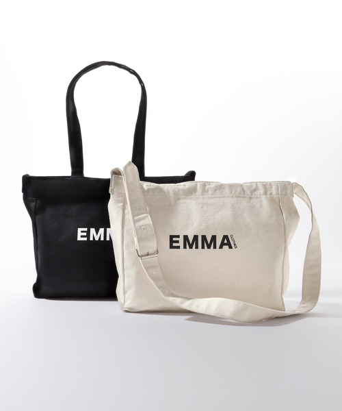 EMMA CLOTHES（エマクローズ）の「EMMA CLOTHES ロゴ キャンバス生地2WAYトートバッグ / ショルダーバッグ（トートバッグ・メンズ・ブラック/オフホワイト・FREE）」の5枚目の写真