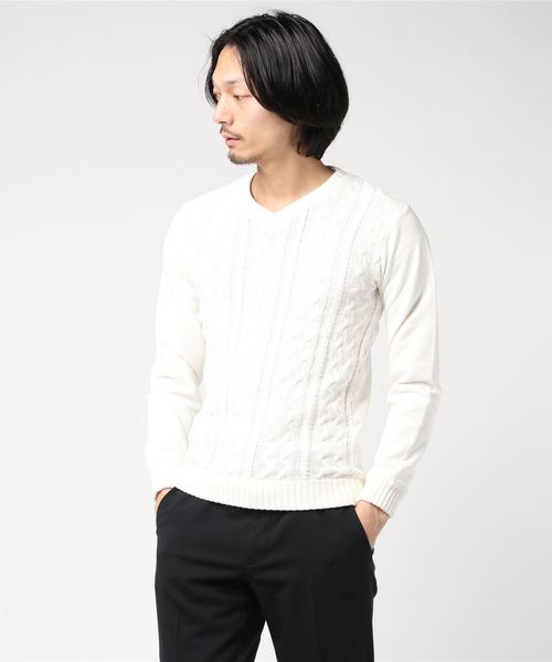 VIBGYOR(ヴィブジョー)の「VIBGYOR SELECT/ ニットカット Vネックトップス(RM)(Tシャツ/カットソー・メンズ・その他・MEDIUM)」の1枚目の写真