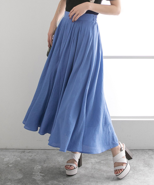 Newlyme（ニューリーミー）の「フレアマキシスカート（スカート・レディース・チェリーレッド/ライトグリーン/ブルー/ピンク/ブラック・MEDIUM/LARGE）」の4枚目の写真