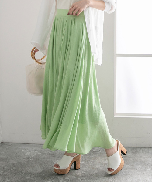 Newlyme（ニューリーミー）の「フレアマキシスカート（スカート・レディース・チェリーレッド/ライトグリーン/ブルー/ピンク/ブラック・MEDIUM/LARGE）」の3枚目の写真