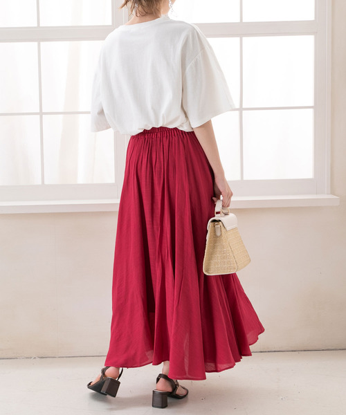 Newlyme（ニューリーミー）の「フレアマキシスカート（スカート・レディース・チェリーレッド/ライトグリーン/ブルー/ピンク/ブラック・MEDIUM/LARGE）」の12枚目の写真