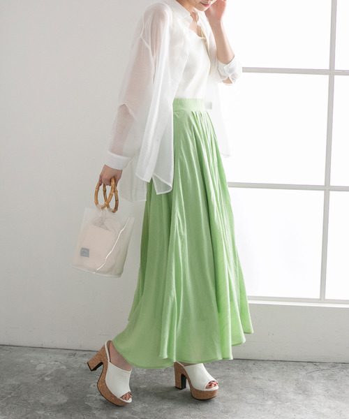 Newlyme（ニューリーミー）の「フレアマキシスカート（スカート・レディース・チェリーレッド/ライトグリーン/ブルー/ピンク/ブラック・MEDIUM/LARGE）」の13枚目の写真