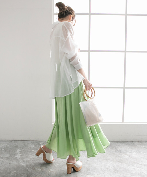 Newlyme（ニューリーミー）の「フレアマキシスカート（スカート・レディース・チェリーレッド/ライトグリーン/ブルー/ピンク/ブラック・MEDIUM/LARGE）」の14枚目の写真