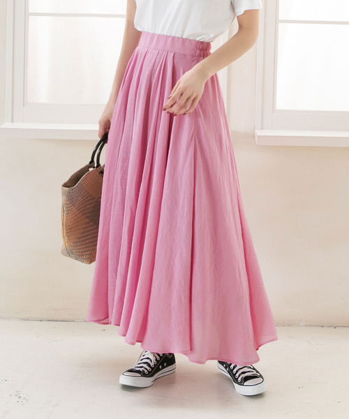 Newlyme（ニューリーミー）の「フレアマキシスカート（スカート・レディース・チェリーレッド/ライトグリーン/ブルー/ピンク/ブラック・MEDIUM/LARGE）」の15枚目の写真