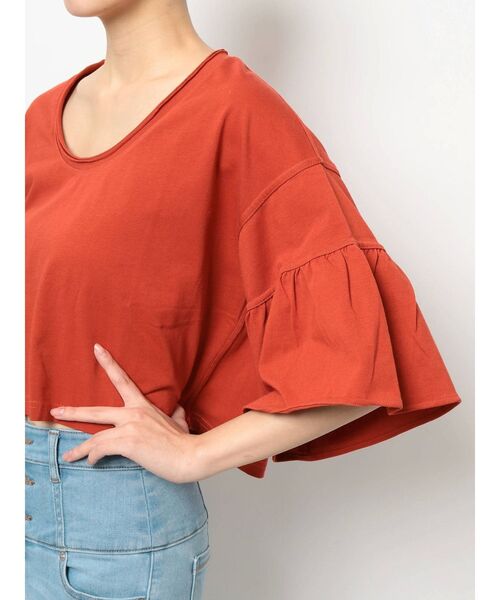 EMODA（エモダ）の「ランダムステッチTシャツ（Tシャツ/カットソー・レディース・オレンジ/ライム/ホワイト/ブラック・FREE）」の10枚目の写真