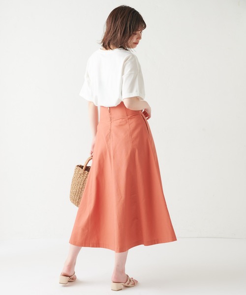 natural couture(ナチュラルクチュール)の「ハイウエスト綿麻フレアスカート(スカート・レディース・ライトベージュ/パープル/オレンジ/チェック・FREE)」の21枚目の写真