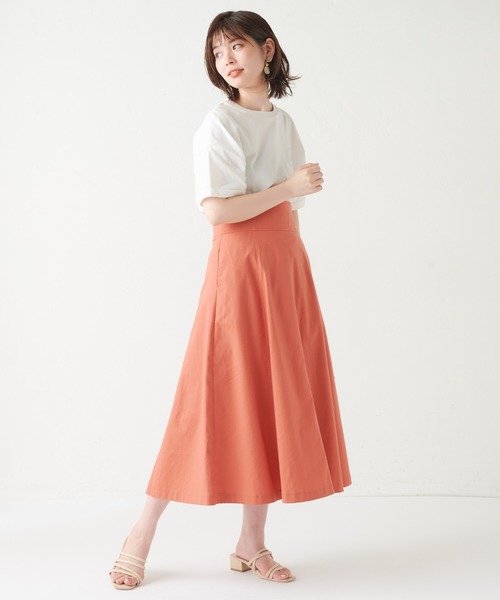 natural couture(ナチュラルクチュール)の「ハイウエスト綿麻フレアスカート(スカート・レディース・ライトベージュ/パープル/オレンジ/チェック・FREE)」の9枚目の写真