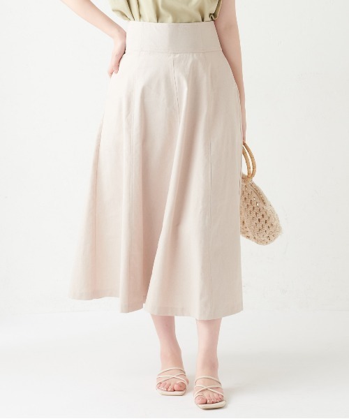 natural couture(ナチュラルクチュール)の「ハイウエスト綿麻フレアスカート(スカート・レディース・ライトベージュ/パープル/オレンジ/チェック・FREE)」の20枚目の写真