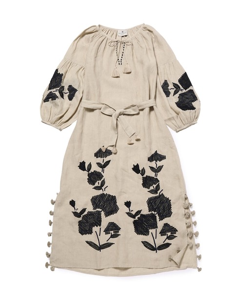 ADAM ET ROPE'(アダムエロペ)の「【BENARAS by CITRUS】別注Veronica Rose Dress(ワンピース・レディース・ベージュ/グリーン・1)」の7枚目の写真