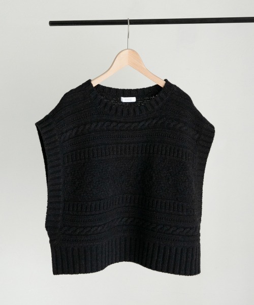 LOWRYS FARM（ローリーズファーム）の「７Ｇイタリーケーブルベスト　894037（ベスト・レディース・ホワイト/ブラック/グレー/カーキ・FREE）」の6枚目の写真
