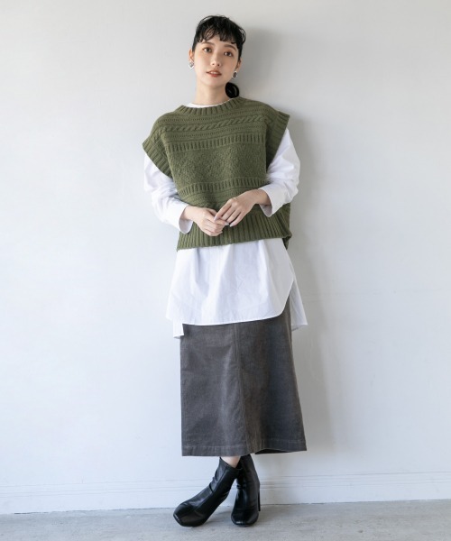 LOWRYS FARM（ローリーズファーム）の「７Ｇイタリーケーブルベスト　894037（ベスト・レディース・ホワイト/ブラック/グレー/カーキ・FREE）」の20枚目の写真