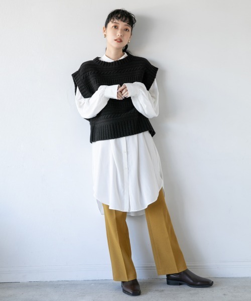 LOWRYS FARM（ローリーズファーム）の「７Ｇイタリーケーブルベスト　894037（ベスト・レディース・ホワイト/ブラック/グレー/カーキ・FREE）」の22枚目の写真