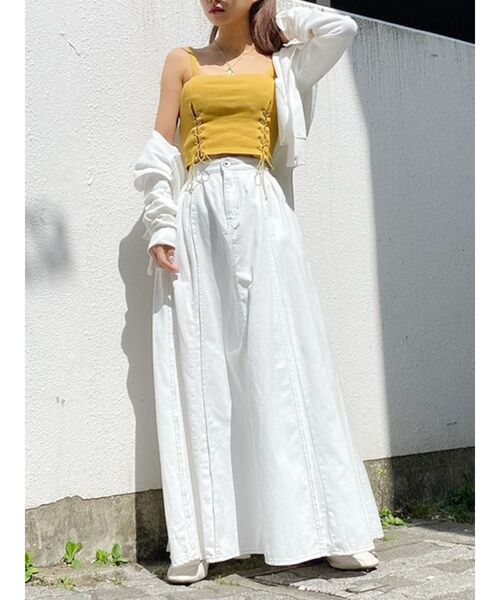 GYDA(ジェイダ)の「Wレースアップ2WAYビスチェ(キャミソール・レディース・ブラック/マスタード/カーキ/オフホワイト・FREE)」の7枚目の写真