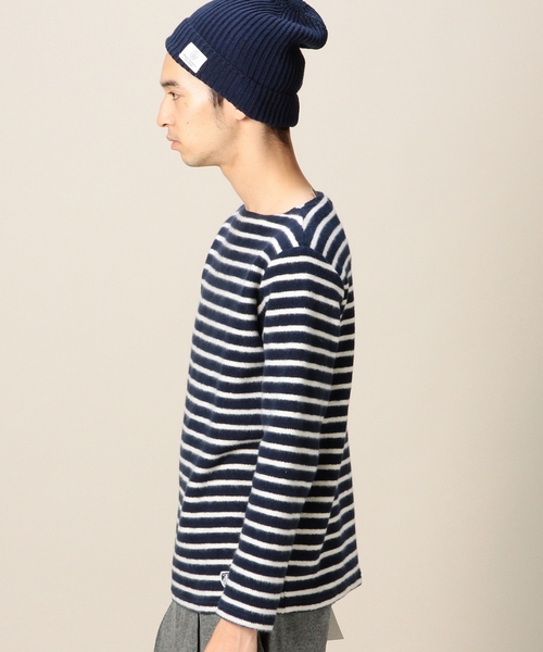 BEAUTY&YOUTH UNITED ARROWS(ビューティーアンドユースユナイテッドアローズ)の「<ORCIVAL> FLEECY BORDER/カットソー ◆(Tシャツ/カットソー・メンズ・ベージュ/ネイビー・4/3/5)」の4枚目の写真
