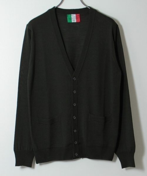 HARE(ハレ)の「イタリーニットカーディガン【HARE】(カーディガン/ボレロ・メンズ・グレー/カーキ/ネイビー/ボルドー・SMALL/MEDIUM)」の1枚目の写真