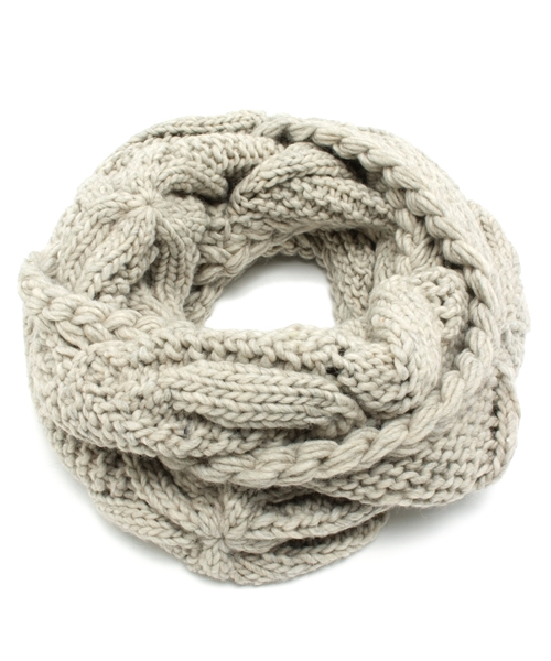 ROSE BUD(ローズバッド)の「LR-14211 FLOWER JQ. KNITTED SNOOD(ストール/ショール・レディース・チャコール/ベージュ/ブルー/オレンジ・ONE SIZE)」の3枚目の写真