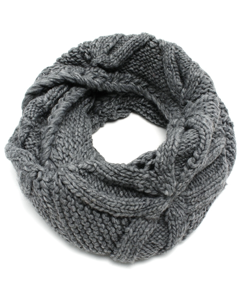 ROSE BUD(ローズバッド)の「LR-14211 FLOWER JQ. KNITTED SNOOD(ストール/ショール・レディース・チャコール/ベージュ/ブルー/オレンジ・ONE SIZE)」の2枚目の写真