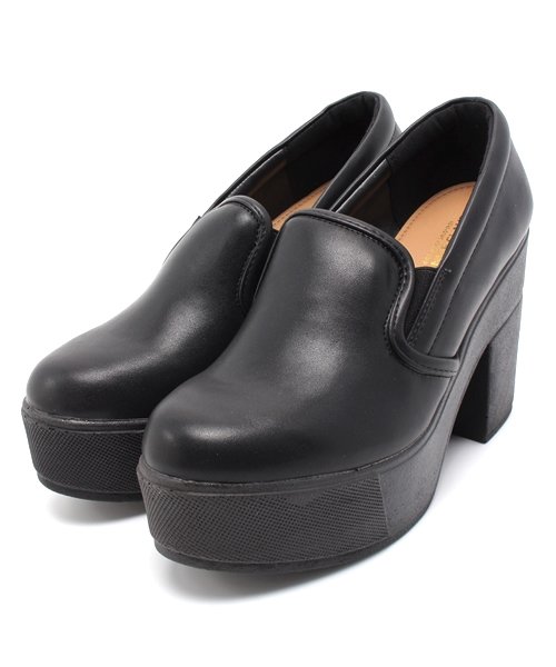 one after another NICE CLAUP（ワンアフターアナザーナイスクラップ）の「【ナイスクラップ】厚底ヒールパンプス（その他シューズ・レディース・ネイビー/カモフラージュ/ブラック・MEDIUM/SMALL/LARGE）」の2枚目の写真