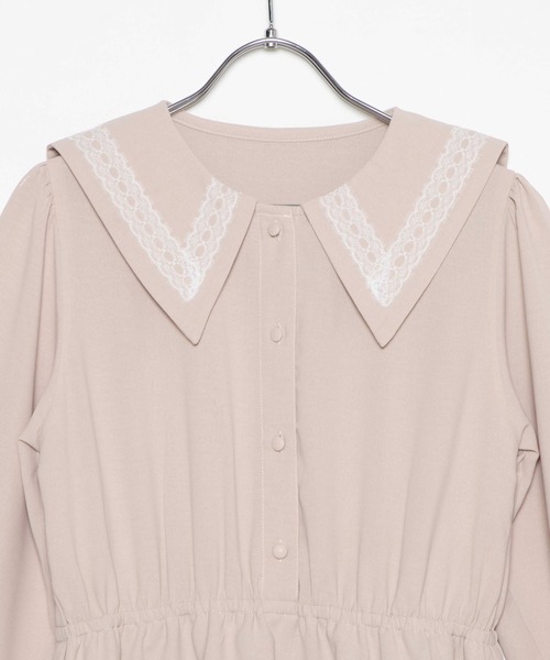 WEGO（ウィゴー）の「WEGO/レースラインセーラーワンピース（ワンピース・レディース・グリーン系その他/ライトベージュ・FREE）」の3枚目の写真