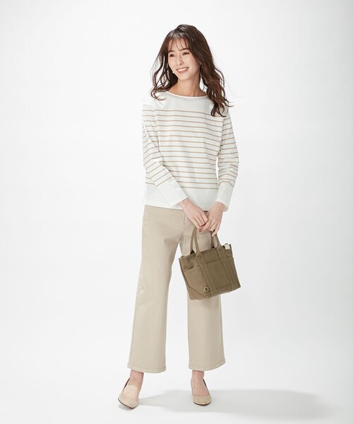 J.PRESS(ジェイプレス)の「【洗える】8.4oz ピースダイストレッチ ワイドパンツ(その他パンツ・レディース・ベージュ系・9/7/13/11)」の2枚目の写真