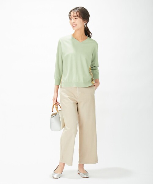 J.PRESS(ジェイプレス)の「【洗える】8.4oz ピースダイストレッチ ワイドパンツ(その他パンツ・レディース・ベージュ系・9/7/13/11)」の9枚目の写真