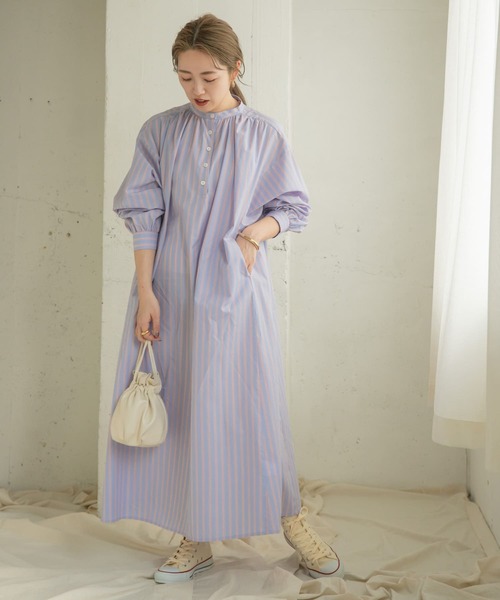 ITEMS URBANRESEARCH（アイテムズ アーバンリサーチ）の「マルチストライプシャツワンピース（シャツワンピース・レディース・ピンク/ブルー/グリーン・FREE）」の13枚目の写真