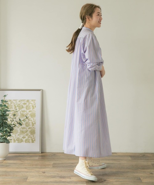 ITEMS URBANRESEARCH（アイテムズ アーバンリサーチ）の「マルチストライプシャツワンピース（シャツワンピース・レディース・ピンク/ブルー/グリーン・FREE）」の4枚目の写真