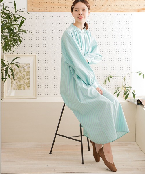 ITEMS URBANRESEARCH（アイテムズ アーバンリサーチ）の「マルチストライプシャツワンピース（シャツワンピース・レディース・ピンク/ブルー/グリーン・FREE）」の14枚目の写真