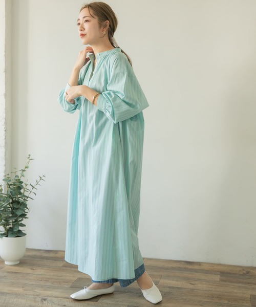 ITEMS URBANRESEARCH（アイテムズ アーバンリサーチ）の「マルチストライプシャツワンピース（シャツワンピース・レディース・ピンク/ブルー/グリーン・FREE）」の15枚目の写真