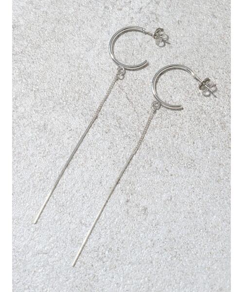 AMERICAN HOLIC（アメリカンホリック）の「フープ&メタルバーロングピアス（ピアス（両耳用）・レディース・シルバー/ゴールド・FREE）」の3枚目の写真