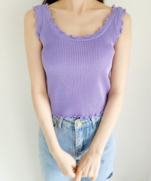 リブニットフリルタンク