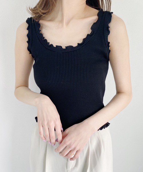 CLEA(クレア)の「リブニットフリルタンク(タンクトップ・レディース・ホワイト/ブラック/グリーン/パープル/アイボリー・FREE)」の22枚目の写真