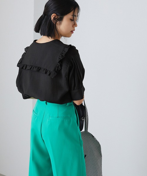 forksy.(フォルクシー)の「【forksy.】BIGフリルカラー パフスリーブシャツ(シャツ/ブラウス・レディース・ホワイト/ブラック/パープル/インディゴブルー/ブラック×ホワイト・FREE)」の19枚目の写真