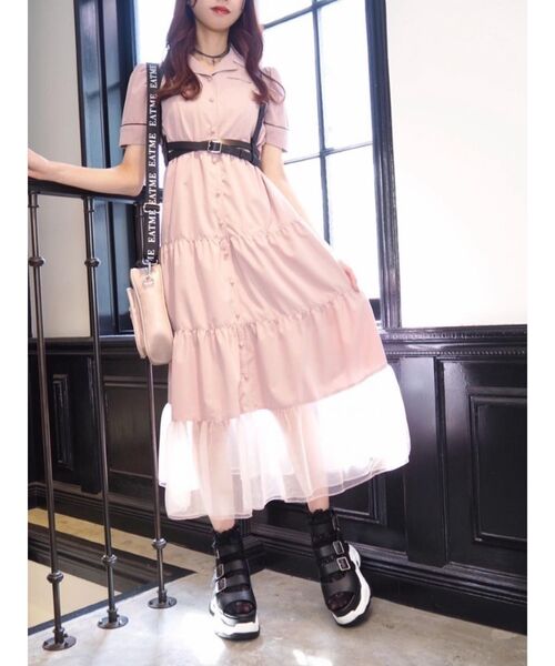 EATME（イートミー）の「ヘムチュールマキシワンピース【ティアード】（ワンピース・レディース・ブラック/ピンク/その他1・SMALL/MEDIUM）」の7枚目の写真