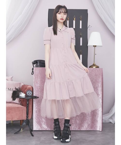 EATME（イートミー）の「ヘムチュールマキシワンピース【ティアード】（ワンピース・レディース・ブラック/ピンク/その他1・SMALL/MEDIUM）」の12枚目の写真