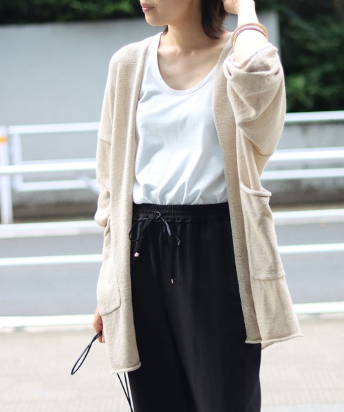 SLOBE IENA(スローブイエナ)の「テープヤーンニットカーディガン【手洗い可能】◆(カーディガン/ボレロ・レディース・ホワイト/グレー/ベージュ・FREE)」の5枚目の写真