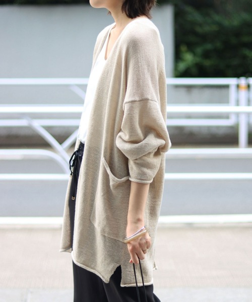 SLOBE IENA(スローブイエナ)の「テープヤーンニットカーディガン【手洗い可能】◆(カーディガン/ボレロ・レディース・ホワイト/グレー/ベージュ・FREE)」の10枚目の写真